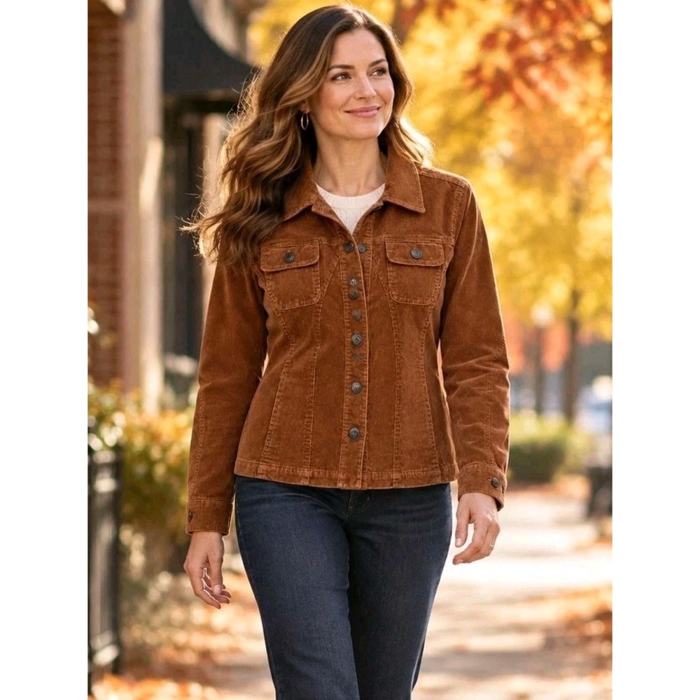 Christopher & Banks Fine Wale Corduroy Jacket Womens Large Stretch Fall Layer